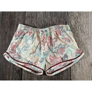 Prana Womens Size Large Floral Multicolor Drawstring Eyelet Lace Trim Shorts